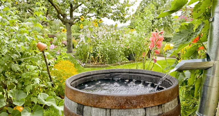 Collecting rainwater for the garden